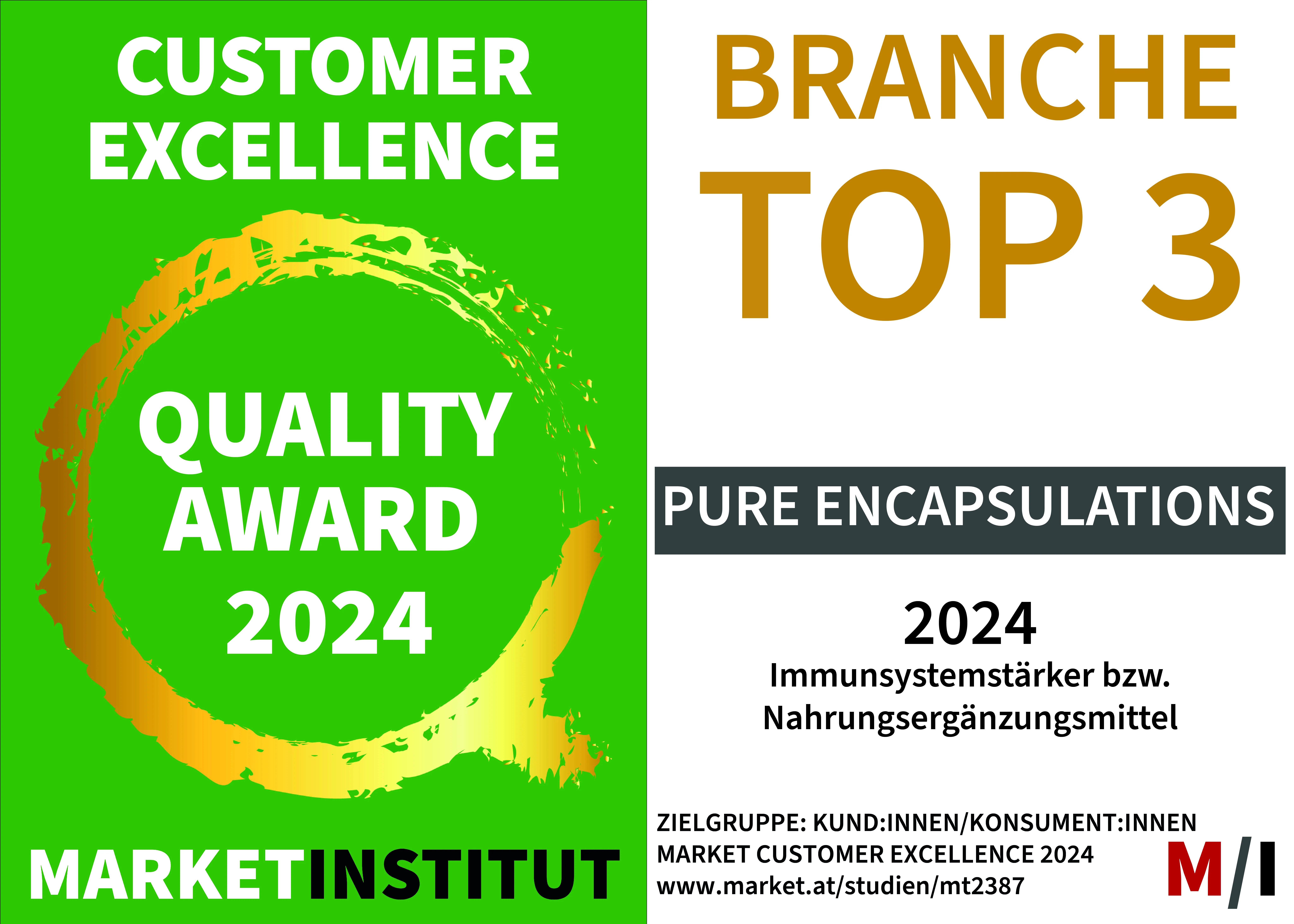 2024 Quality Award Pure horizontal market market institut customer excellence quality award 2024